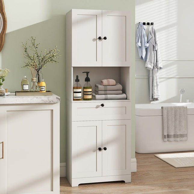 67.5 Inch Tall Modern Freestanding Floor Storage Cabinet with 4 Doors and 1 Drawer
