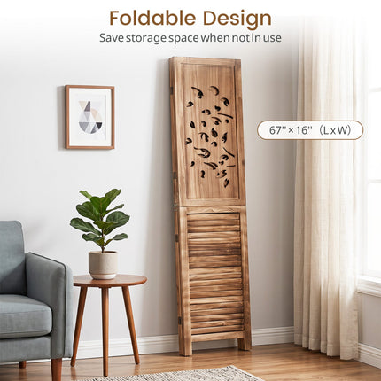 3-Panel Folding Room Divider with Tree Cutout Design, 67" Tall