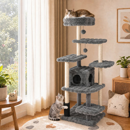 Multi-Level Cat Tree 67 Inch with Condo and Perch