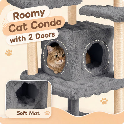 Multi-Level Cat Tree 67 Inch with Condo and Perch