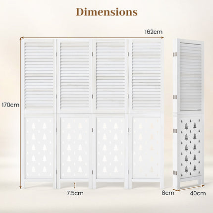6-Panel Wood Room Divider with Tree Pattern - 67" Tall