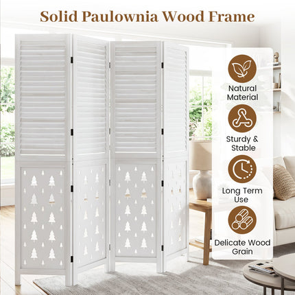 6-Panel Wood Room Divider with Tree Pattern - 67" Tall