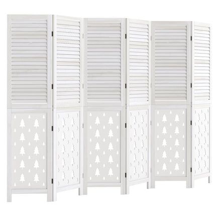 6-Panel Wood Room Divider with Tree Pattern - 67" Tall