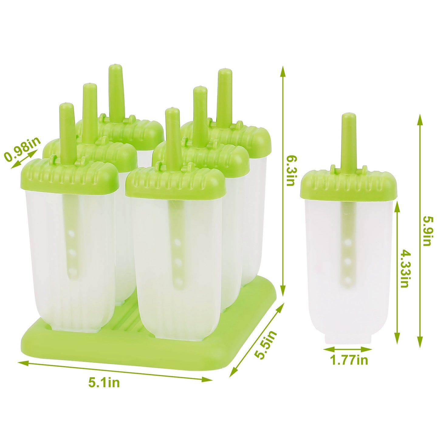 6Pcs Popsicle Molds Reusable Ice Cream DIY Ice Pop Maker Ice Bar Maker Plastic Popsicle Mold For Homemade Iced Snacks