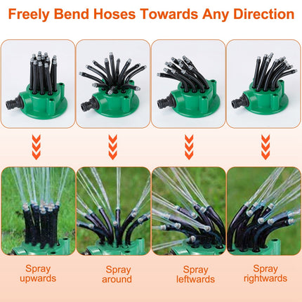 12-Tube Automatic Lawn Sprinkler with 360° Rotation