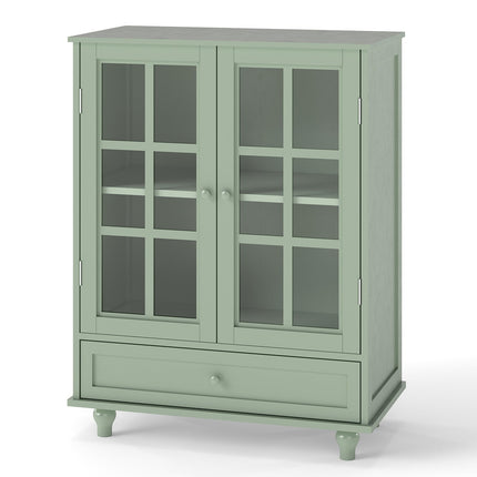 Buffet Cabinet with Glass Doors and Adjustable Shelves