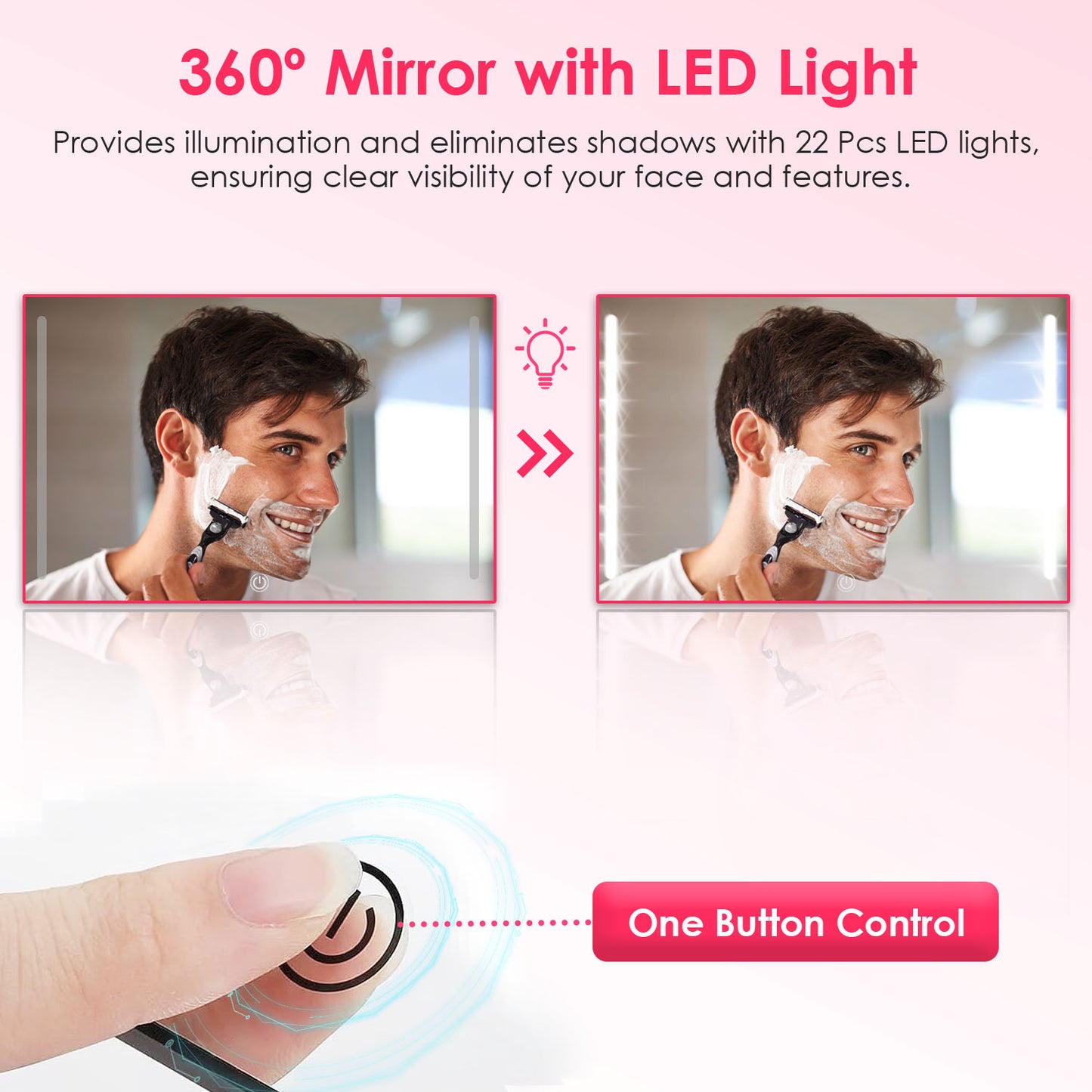 3 Way Mirror with LED Telescopic Hanger Tri-fold Mirror Personal Makeup Mirror with Micro USB Cable for Self Shaving Hair Cutting Dyeing Curling Braid