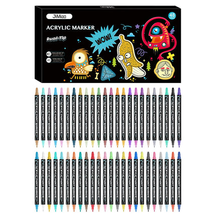 Dual Tip Acrylic Paint Markers Set - Water-Based & Quick-Dry