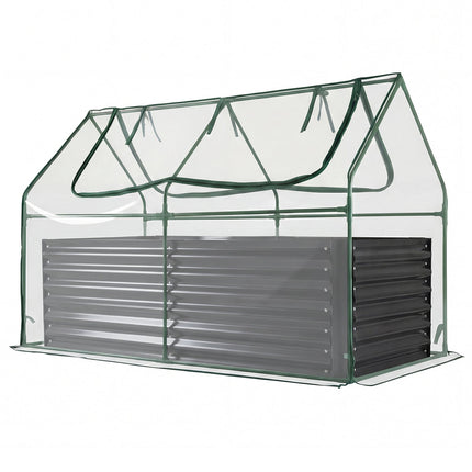 68 x 33 x 21 Inch Galvanized Raised Garden Bed with Cover