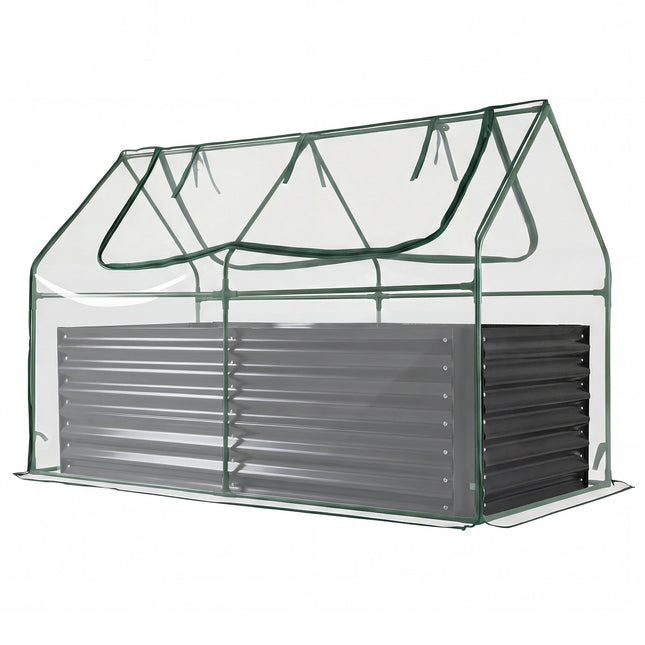 68 x 33 x 21 Inch Galvanized Raised Garden Bed with Cover
