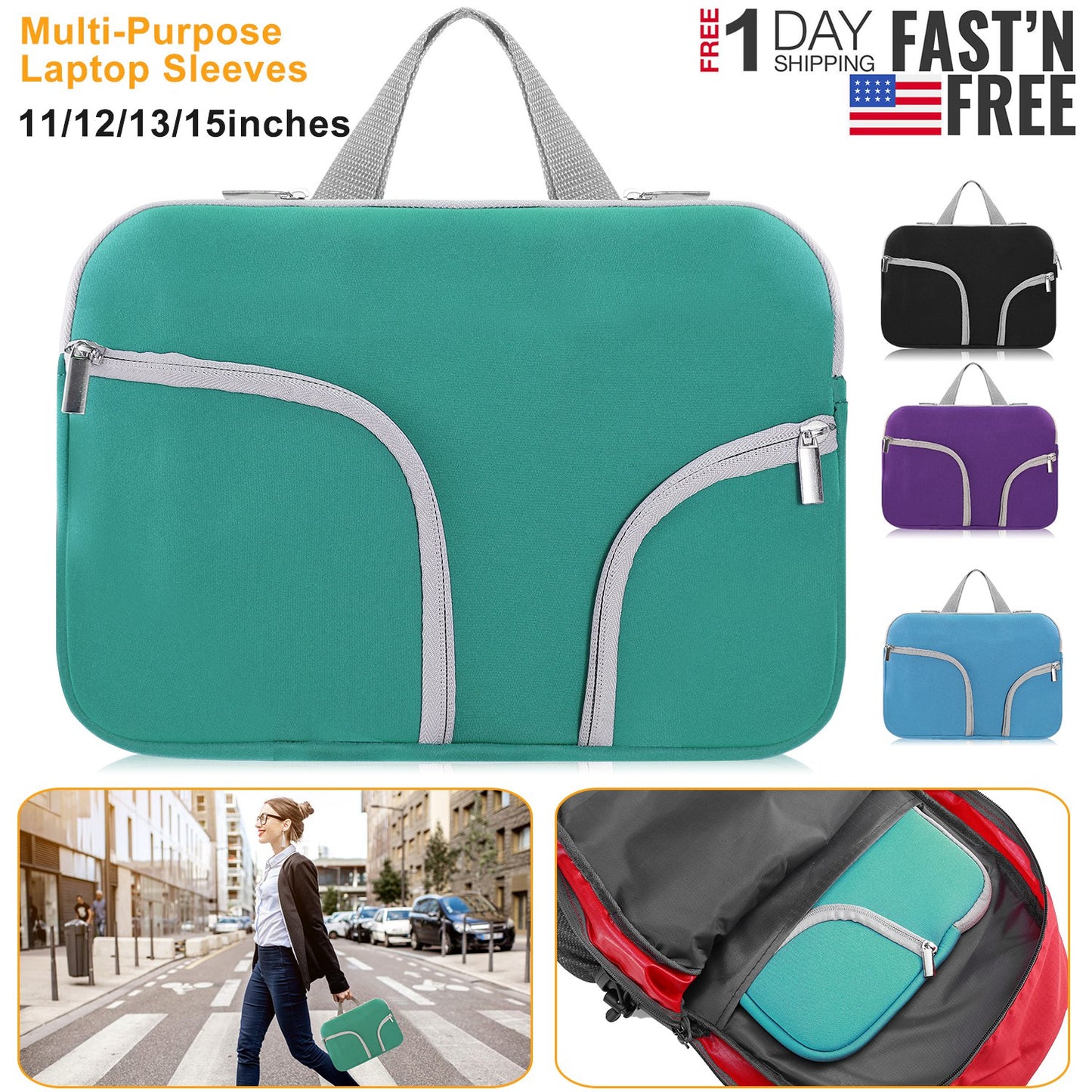 Portable Laptop Sleeve Bag for Macbook Air 11"13"12"15" Notebook Protector Case Carry Bag