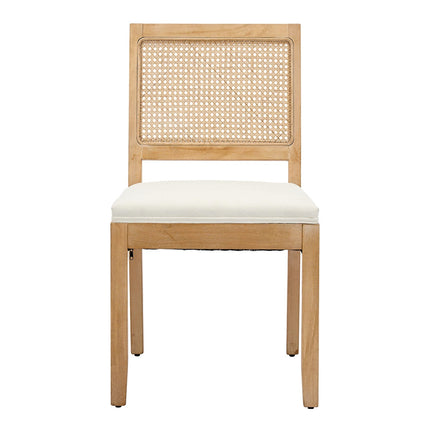 French Oval Rattan Back Dining Chairs Set of 2 - Solid Wood