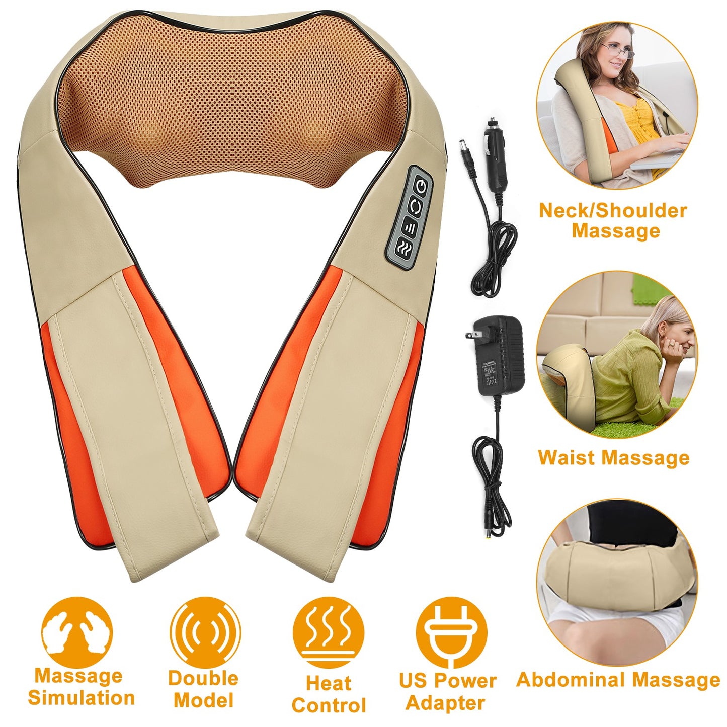 Neck Shoulder Massager Electric Back Massage Cape with Heat Deep Tissue 3D Kneading Massage Neck Waist Shiatsu Massager Pillow for Muscles Pain Relief