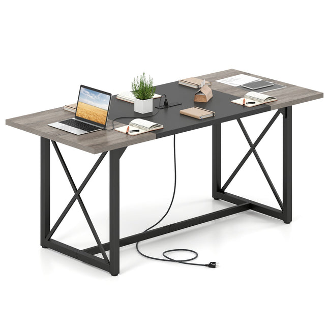 6FT Conference Table with Power Outlets Seats 6-8 People for Office