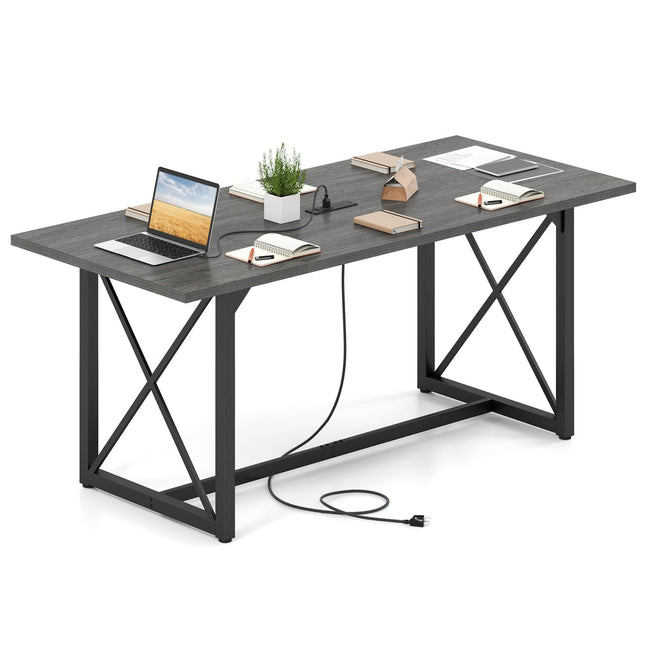 6FT Conference Table with Power Outlets Seats 6-8 People for Office