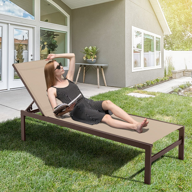 6-Position Chaise Lounge Chairs with Rustproof Aluminium Frame