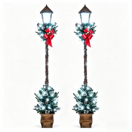 Pre-Lit Christmas Street Lamp Set of 2 - 6.1 Feet Tall