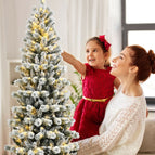 Lit Hinged Christmas Tree Snow Flocked With 9 Modes Lights