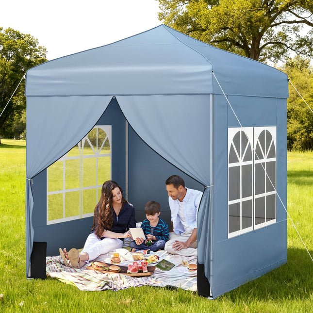 6.5 x 6.5 FT Pop up Canopy Tent with 4 Sidewalls and Wheeled Bag