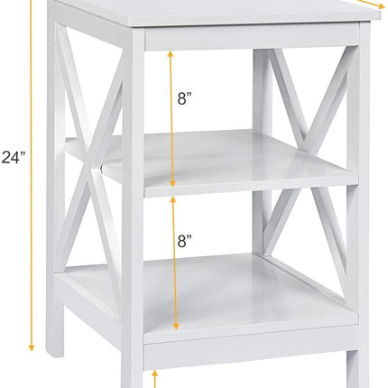 3-Tier X-Design Nightstands with Storage Shelves for Living Room Bedroom