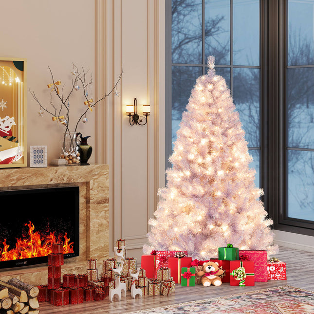 6/7.5 FT Pre-Lit Tinsel Christmas Tree Artificial Xmas Tree