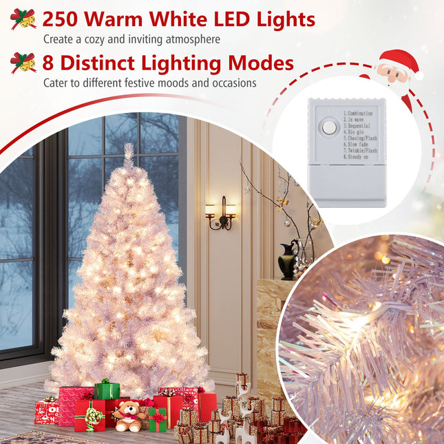6/7.5 FT Pre-Lit Tinsel Christmas Tree Artificial Xmas Tree