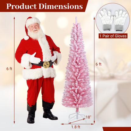 6 FT Artificial Christmas Tree with 460 Branch Tips and Folding Metal Stand
