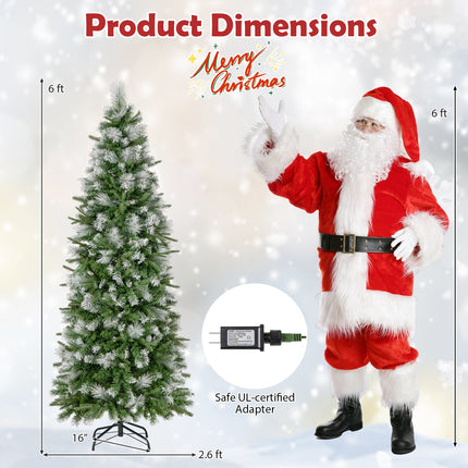 6/7.5/9 FT Artificial Christmas Tree with Warm-White LED Lights