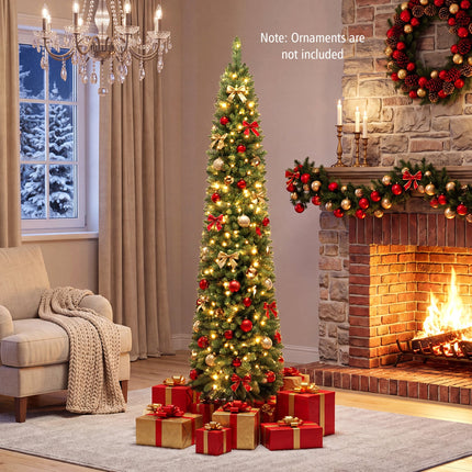 6 FT Pre-Lit Pencil Christmas Tree with 180 Warm White LEDs