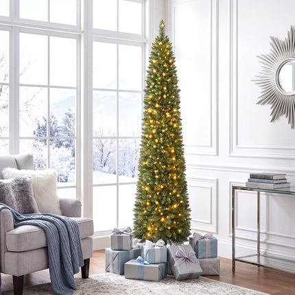 6 FT Pre-Lit Pencil Christmas Tree with 180 Warm White LEDs