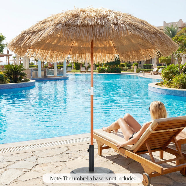 6 FT Thatched Beach Umbrella with Push Button Tilt Carrying Bag Set of 2