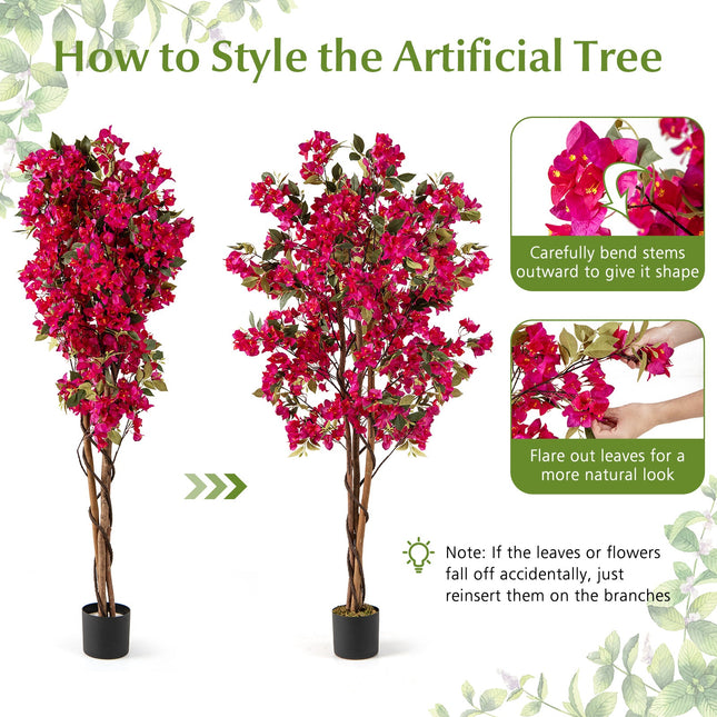 6 Feet Artificial Bougainvillea Tree with 910 Flowers