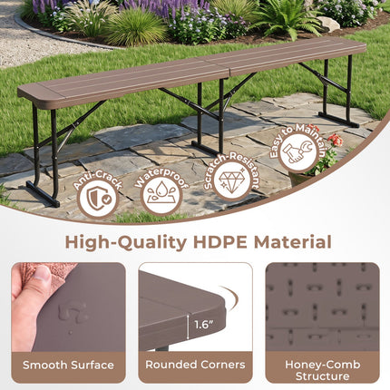 6 Foot Folding Bench with Carrying Handle - 660 lb Capacity