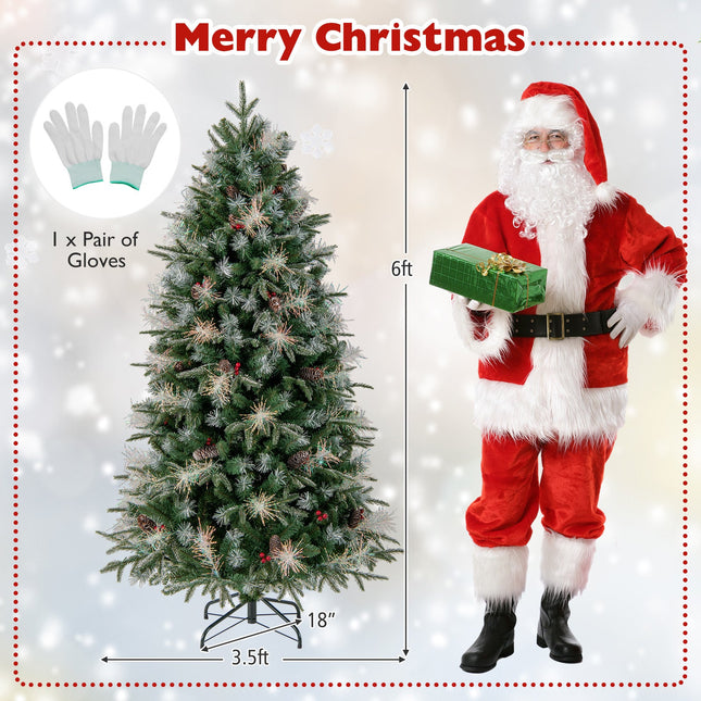 5 Feet Pre-Lit Artificial Christmas Tree with 8 Modes LED Lights with Berries