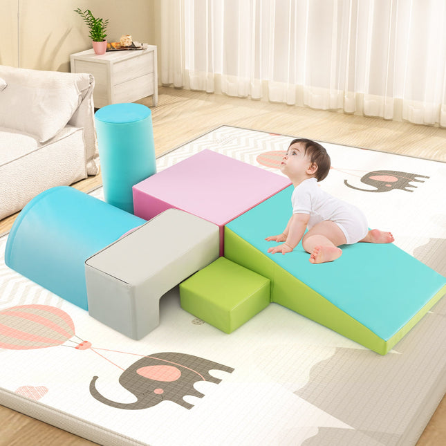 6 Pieces Foam Climbing Blocks Indoor Climb and Crawl Activity Playset with Rectangles