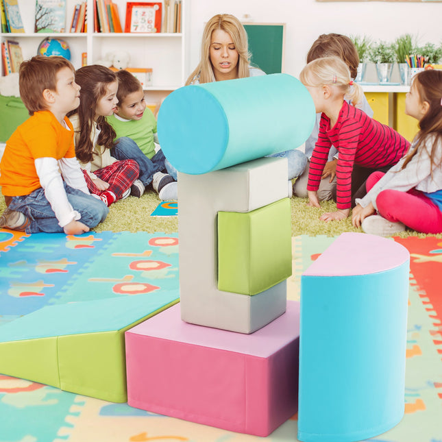 6 Pieces Foam Climbing Blocks Indoor Climb and Crawl Activity Playset with Rectangles