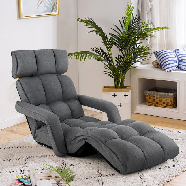 6-Position Adjustable Floor Chair with Adjustable Armrests and Footrest
