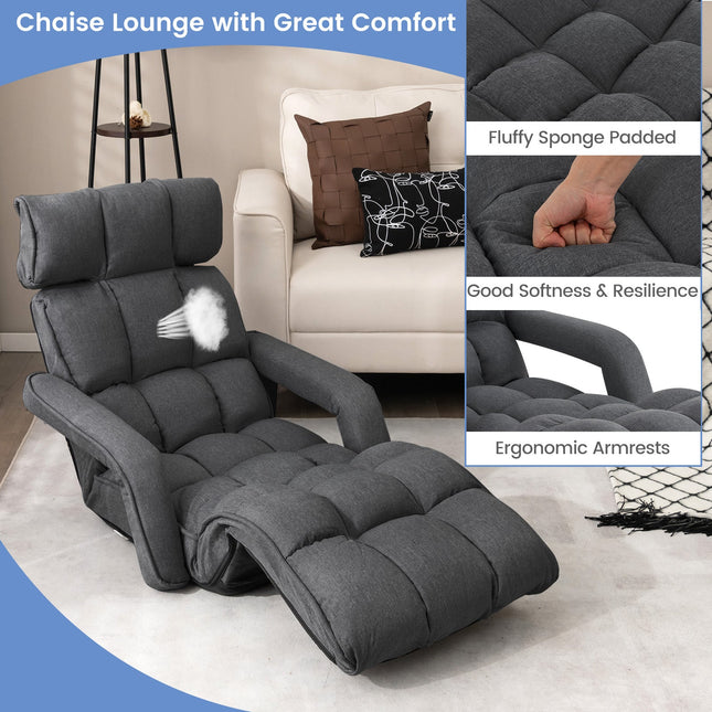 6-Position Adjustable Floor Chair with Adjustable Armrests and Footrest