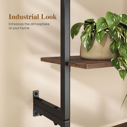 6-Tier Ladder Bookshelf with Metal Frame