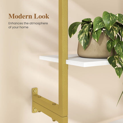 6-Tier Ladder Bookshelf with Metal Frame