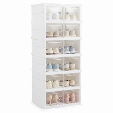 6-Tier Shoe Organizer with Clear Doors for 12 Pairs