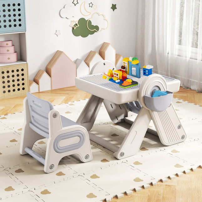 6-in-1 Multi-activity Children Table and Chair Set Folding Art Easel Set