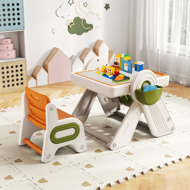 6-in-1 Multi-activity Children Table and Chair Set Folding Art Easel Set