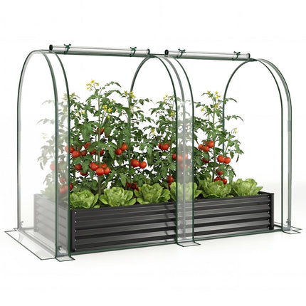 6 x 3 x 1 FT Galvanized Raised Garden Bed with Greenhouse Cover