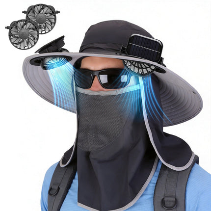 Solar Fan Hat with UPF50+ Sun Protection and Neck Flap