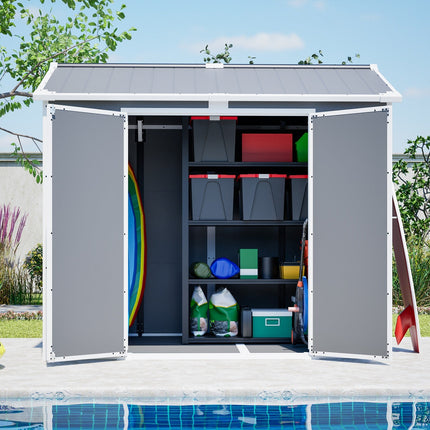 8x6 FT Resin Outdoor Storage Shed with Lockable Door