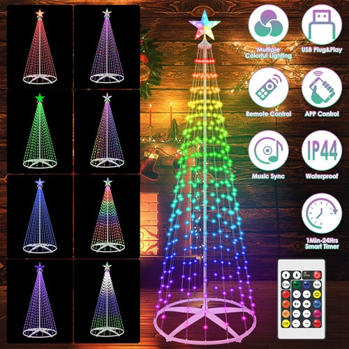 LED Smart Christmas Cone Tree – App & Remote Control, 210 Modes, Waterproof