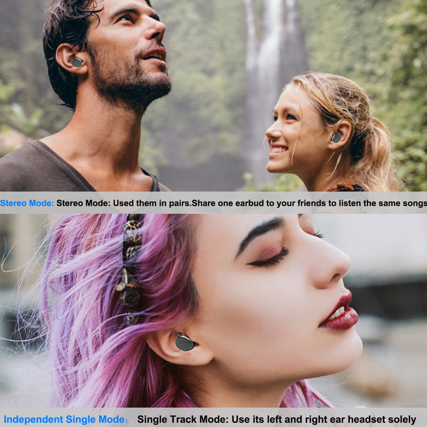 TWS Wireless 5.0 Earbuds IPX4 Touch In-Ear Stereo Earphone Noise Canceling Earpieces 32.8 ft Transmission Range w/Mic 500mAh Magnetic Charging Dock