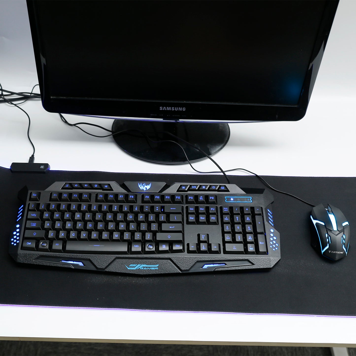 114-Key Wired Gaming Keyboard Mouse Set 3-Color Backlit Gaming Keyboard w/ RGB Colorful 1000 DPI Gaming Mouse