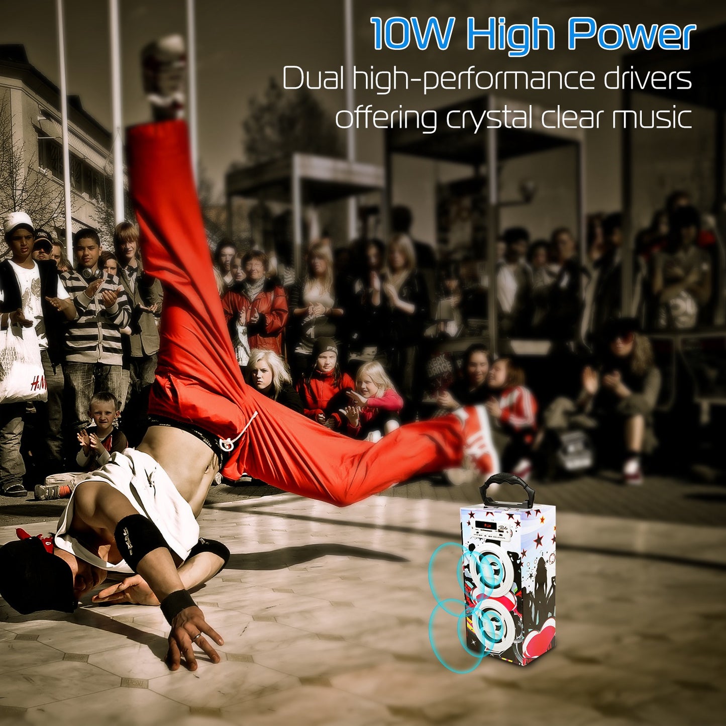 iRola Wireless Speaker 10W Powerful Subwoofer Wooden Loudspeaker FM AUX MMC for iPhone X Samsung S9 Tablet PC